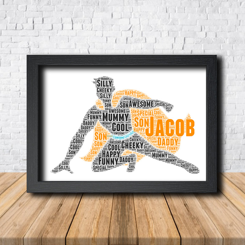 Personalised Superhero 3 Word Art Poster Print – Personalised superhero word art print in a black frame