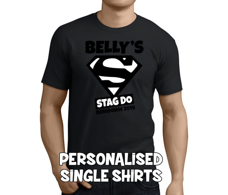 Super Stag Black Custom Stag T-Shirt - Any Name - Party Tee