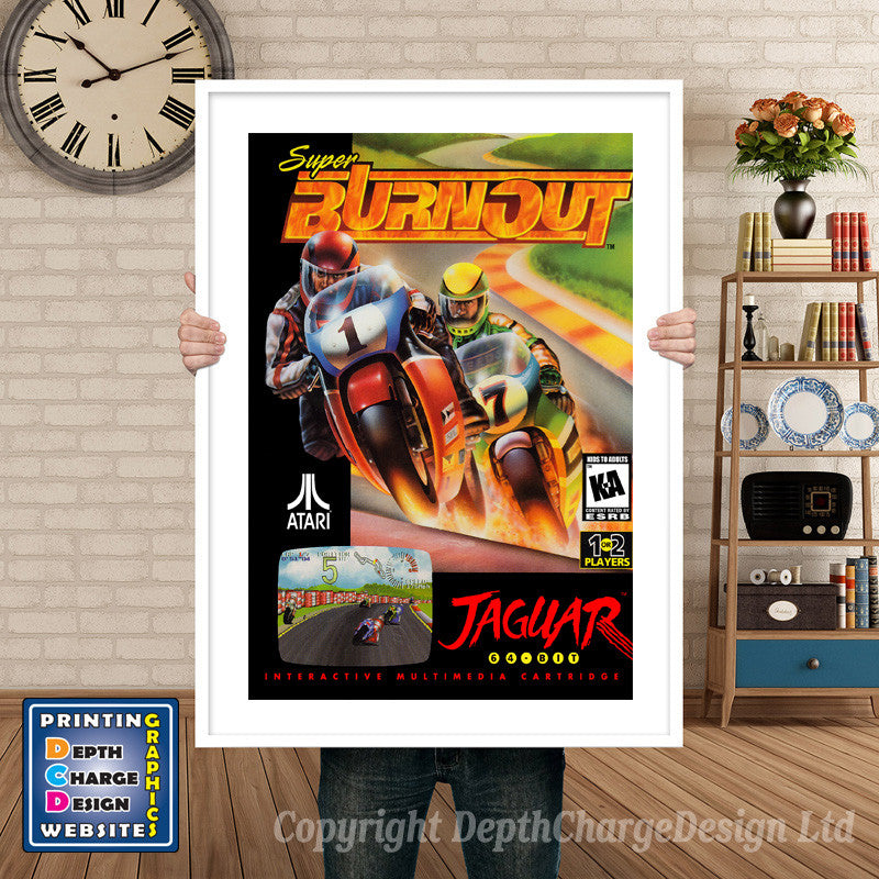 SUPER BURNOUT JAGUAR CD GAME INSPIRED THEME Retro Gaming Poster A4 A3 A2 Or A1