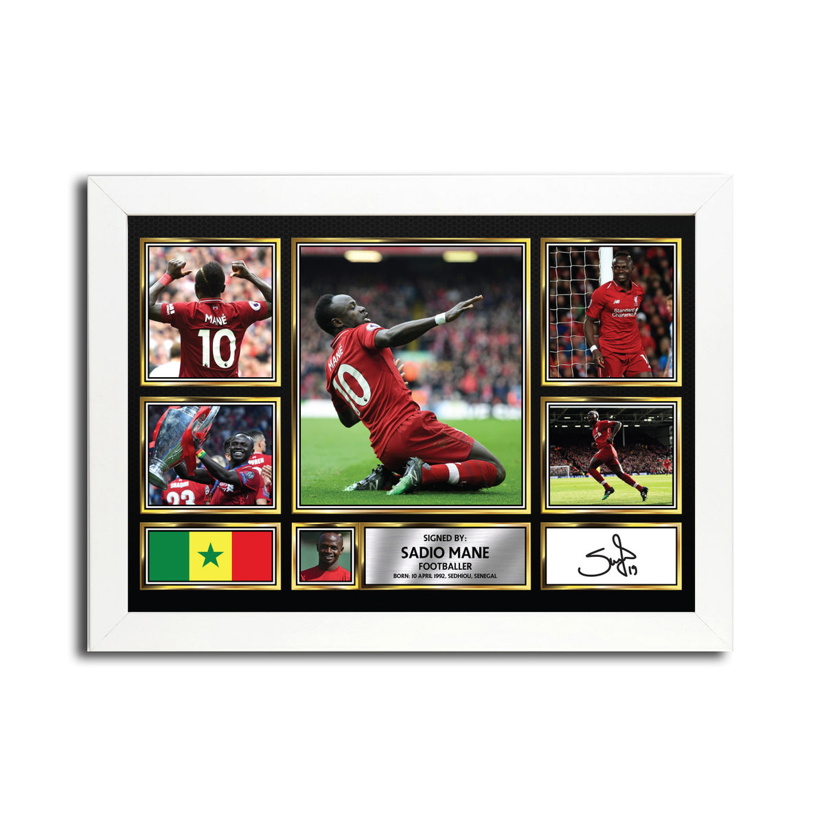 Sadio Mane MC1663 – Black Frame Printed Signature Football Poster – Sadio Mane MC1663