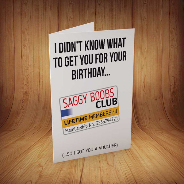 Saggy Boobs Club INSPIRED Adult Personalised Birthday Card Birthday Card