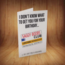 Saggy Boobs Club INSPIRED Adult Personalised Birthday Card Birthday Card