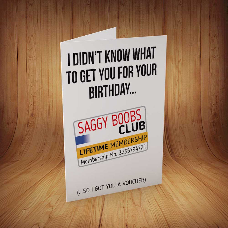 Saggy Boobs Club INSPIRED Adult Personalised Birthday Card Birthday Card