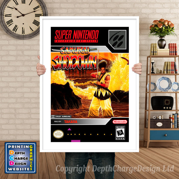 Samurai Shodown Super Nintendo Game Inspired Theme Retro Gaming Poster