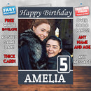 Sansa Stark Theme Style Personalised Kids Inspired Movie Birthday Card (SA)