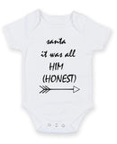 Santa It Was All Him Personalised Baby Boy Girl Unisex Short Sleeve Bodysuit