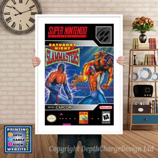 Saturday Night Slammasters Super Nintendo Game Inspired Theme Retro Gaming