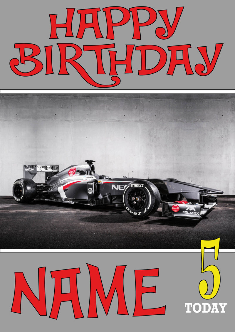 Personalised Sauber F1 THEME INSPIRED PERSONALISED Kids Adult Birthday Card 2