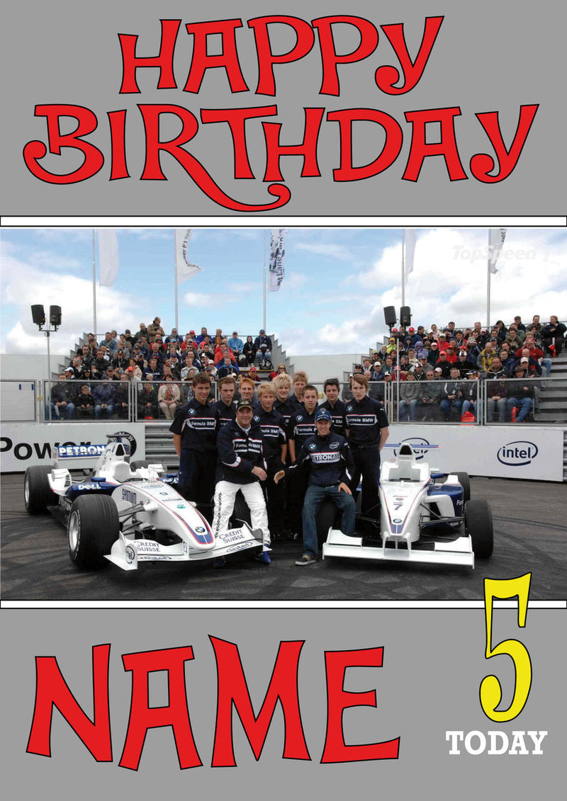 Personalised Sauber F1 THEME INSPIRED PERSONALISED Kids Adult Birthday Card 3