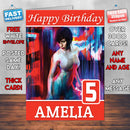 Scarlett Johansson In Ghost In The Shell Theme Style Personalised Kids Inspired Movie Birthday Card (SA)