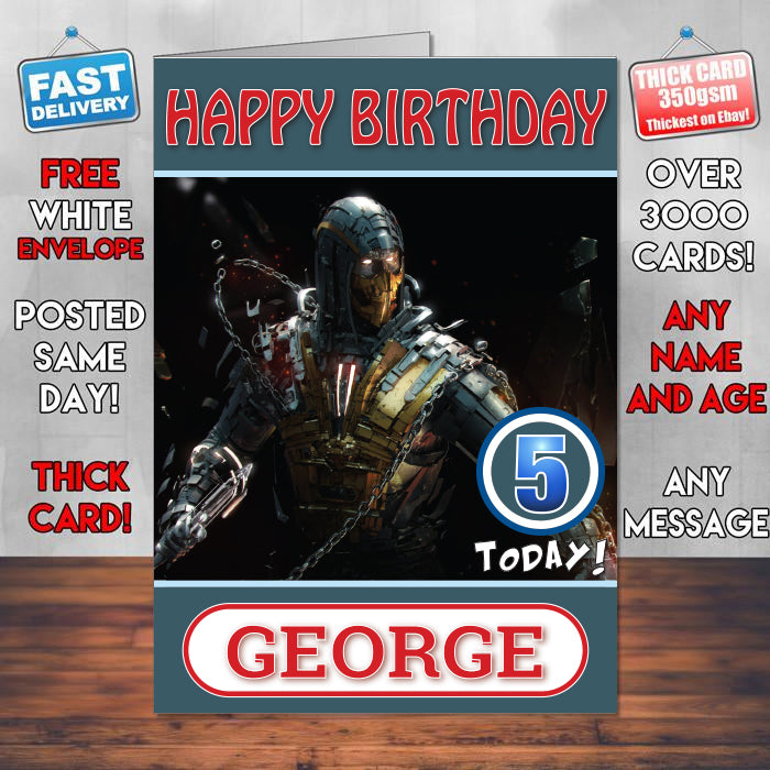 Scorpion Artwork Theme Style Personalised Kids Inspired Movie Birthday Card (SA)