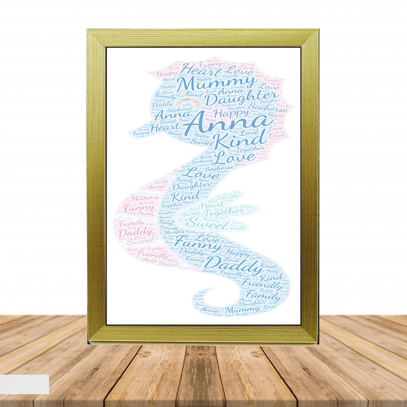 Personalised Seahorse 1 Word Art Poster Print