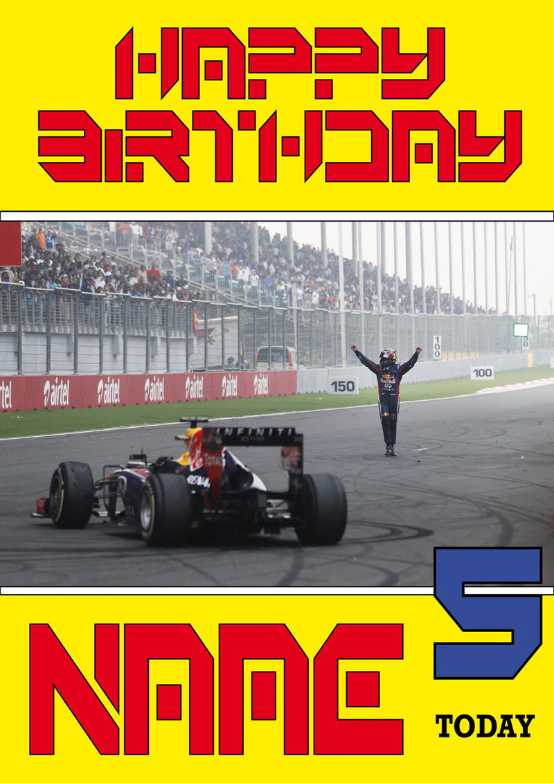 Personalised Sebastian Vettel F1 THEME INSPIRED PERSONALISED Kids Adult Birthday Card 3