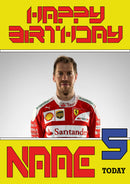 Personalised Sebastian Vettel F1 THEME INSPIRED PERSONALISED Kids Adult Birthday Card