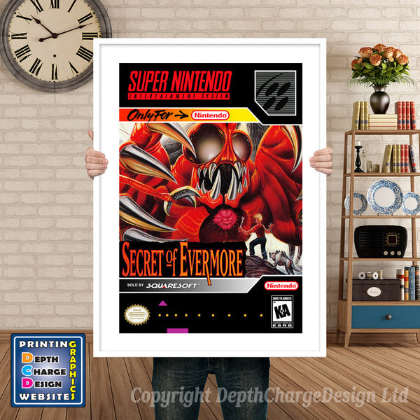 Secret of Evermore Super Nintendo Game Inspired Theme Retro Gaming Poster