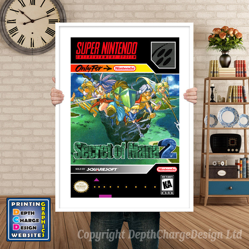 Secret Of Mana 2 Super Nintendo GAME INSPIRED THEME Retro Gaming Poster A4 A3 A2 Or A1