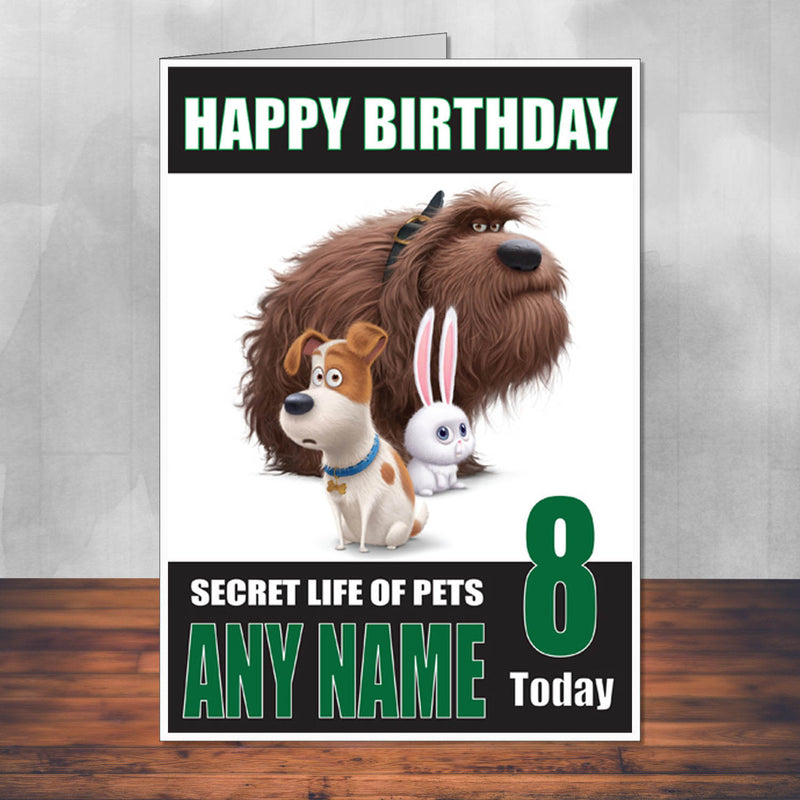 Secret Life Of Pets 1 THEME INSPIRED Style PERSONALISED Kids Adult FUNNY Birthday Card