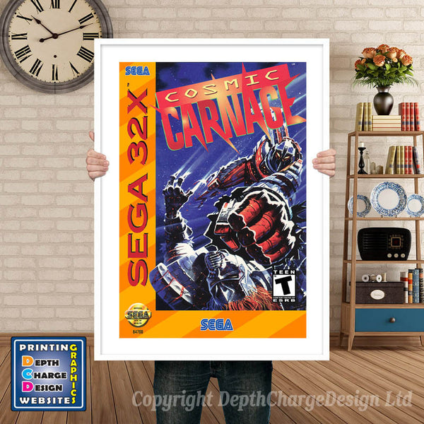 Sega 32x Cosmic Carnage Sega 32x Game Inspired Theme Retro Gaming Poster