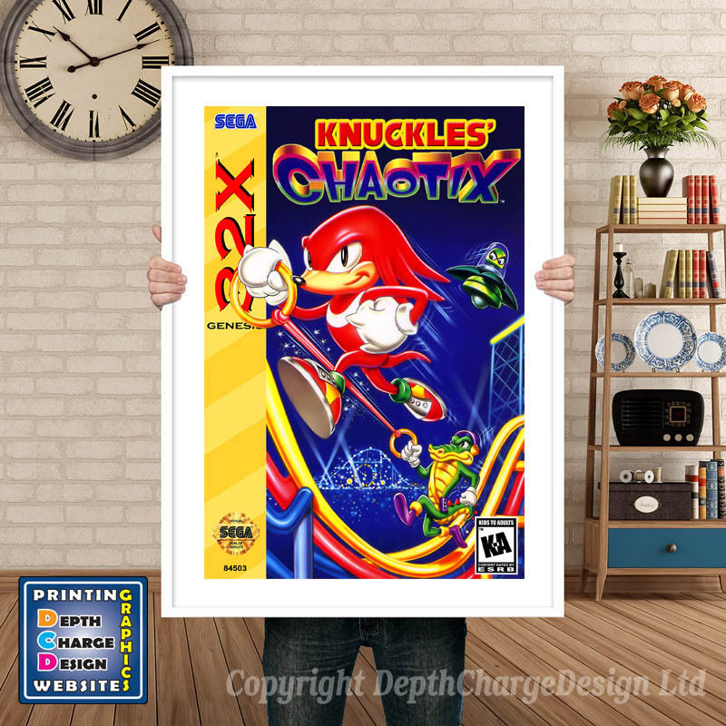 Sega 32x Kuckles Chaotix Sega 32x GAME INSPIRED THEME Retro Gaming Poster A4 A3 A2 A1