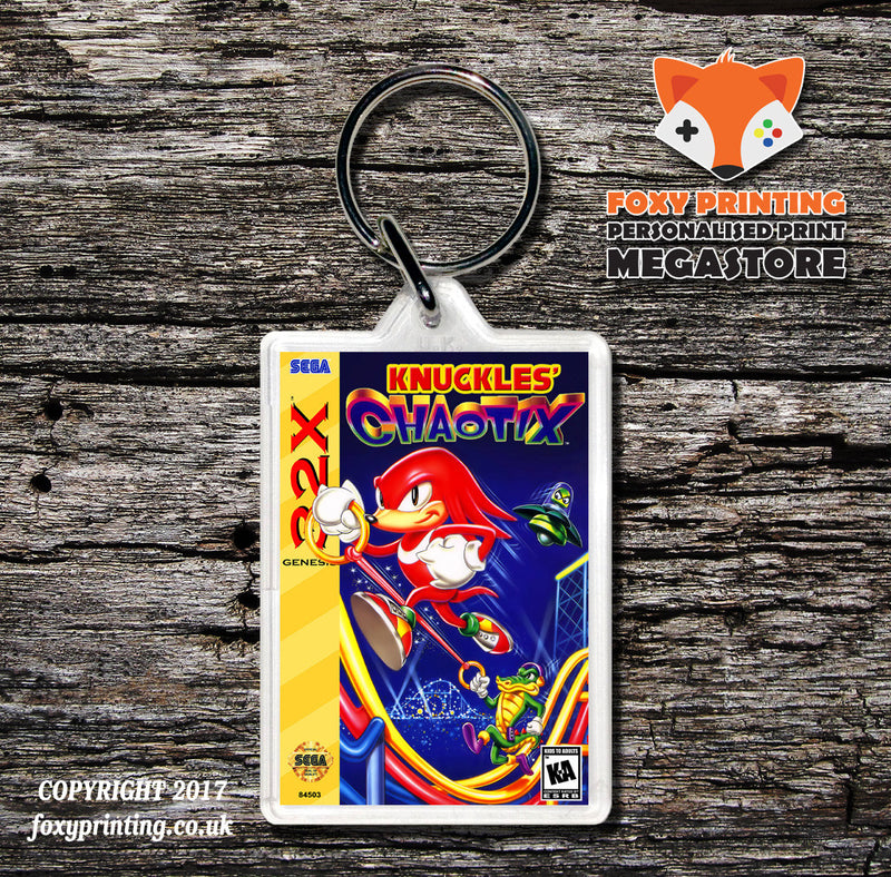 Sega 32x Kuckles Chaotix Game Inspired Retro Gaming Keyring