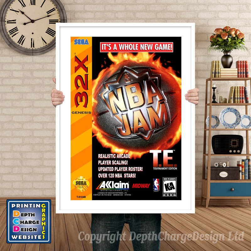 Sega 32x NBA JAM Sega 32x GAME INSPIRED THEME Retro Gaming Poster A4 A3 A2 A1