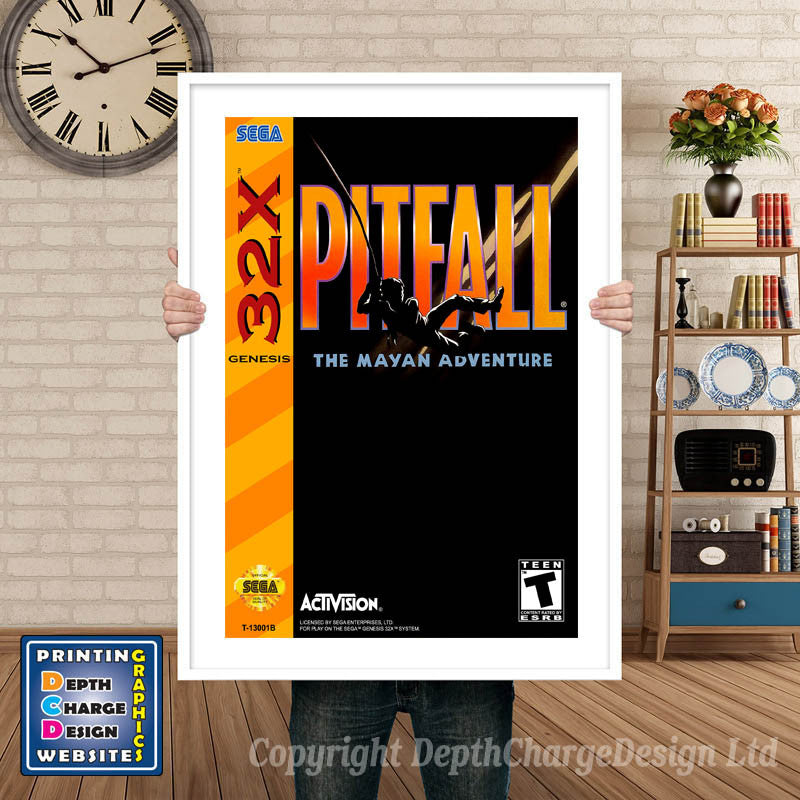 Sega 32x Pitfall Sega 32x GAME INSPIRED THEME Retro Gaming Poster A4 A3 A2 A1