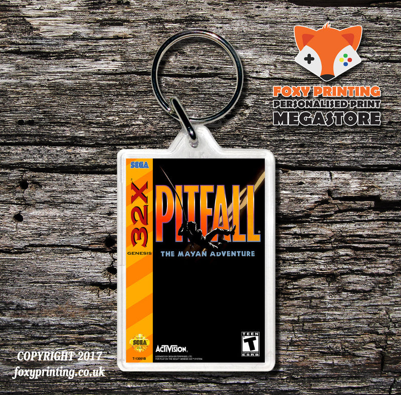 Sega 32x Pitfall Game Inspired Retro Gaming Keyring
