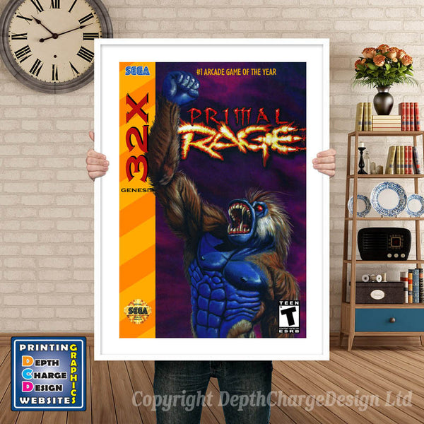 Sega 32x Primal Rage Sega 32x Game Inspired Theme Retro Gaming Poster