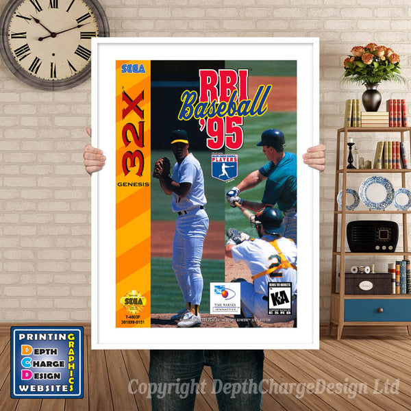 Sega 32x RBI Baseball Sega 32x Game Inspired Theme Retro Gaming Poster