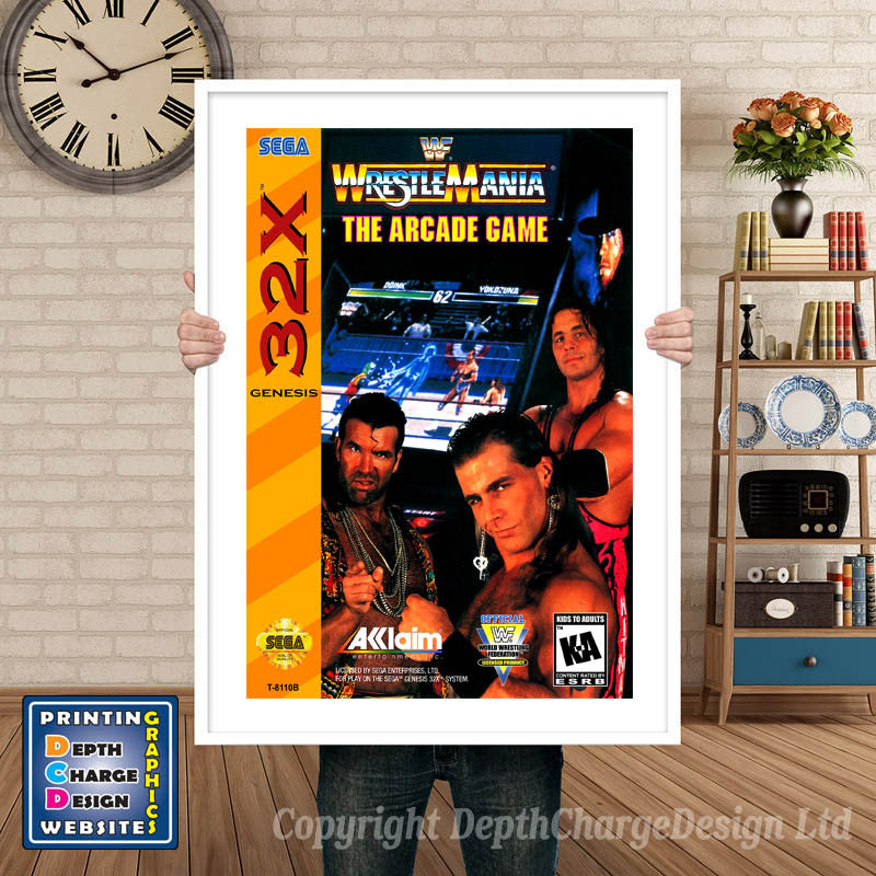 Sega 32x Wrsetlemania The Arcade Game Sega 32x GAME INSPIRED THEME Retro Gaming Poster A4 A3 A2 A1