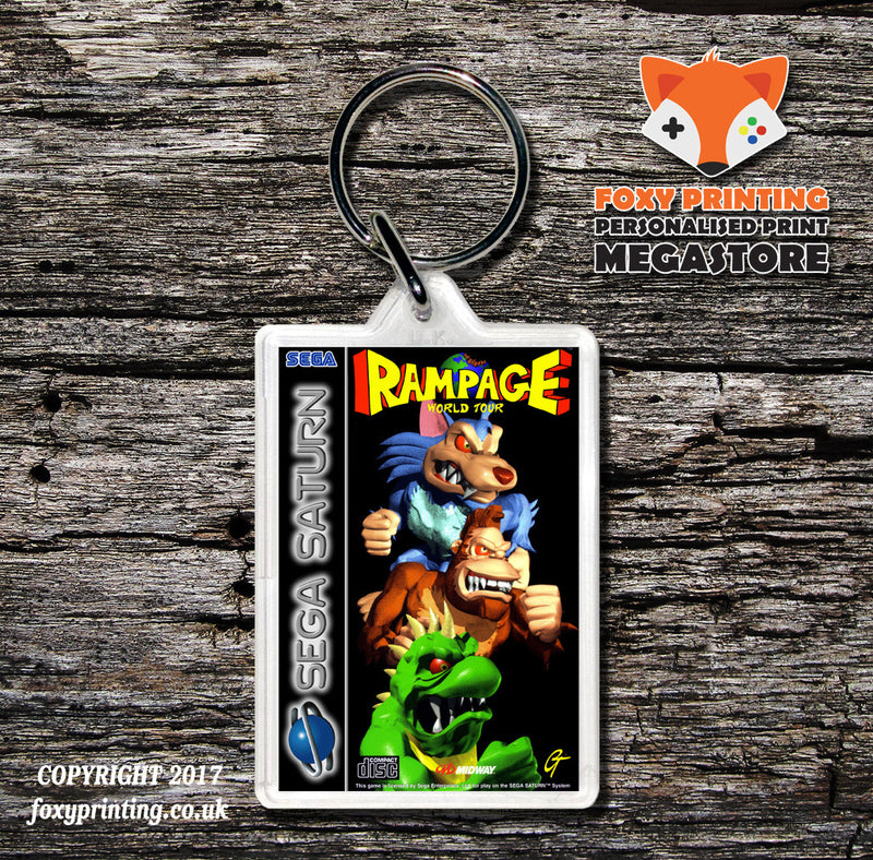 Sega Saturn Rampage World Tour Eu Game Inspired Retro Gaming Keyring
