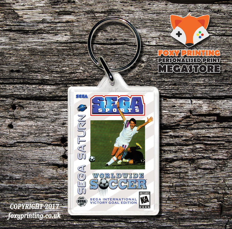 Sega Saturn World Wide Soccer Sega International Victory Goal Edition Game Inspired Retro Gaming Keyring