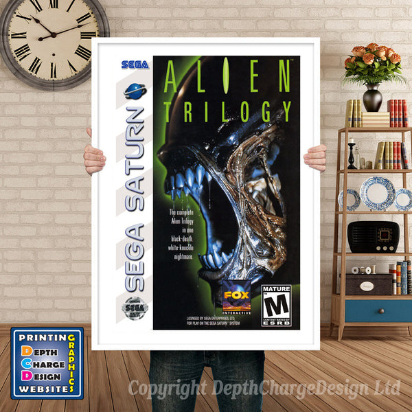 Sega Saturn Alien Trilogy Game Inspired Retro Poster