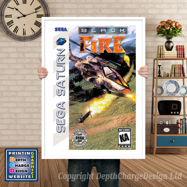 Sega Saturn Blackfire Game Inspired Retro Poster