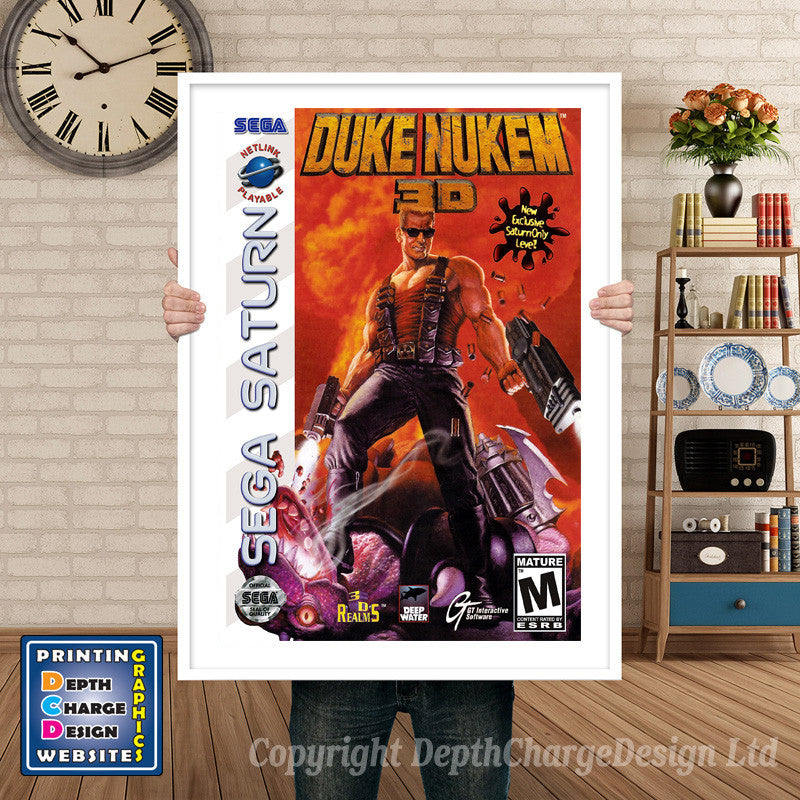 Sega Saturn Duke Nukem 3d Game Inspired Retro Poster