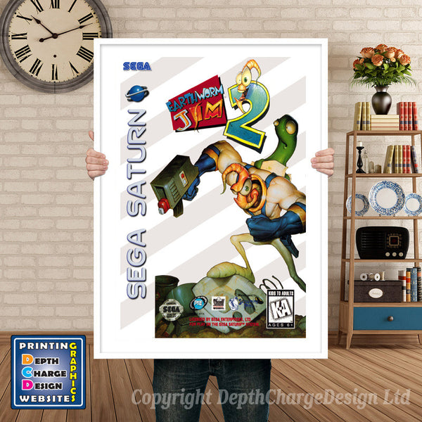 Sega Saturn Earth Worm Jim 2 Game Inspired Retro Poster