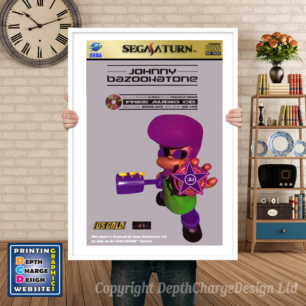 Sega Saturn Johnny Bazooka Tone Eu Game Inspired Retro Poster