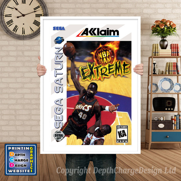 Sega Saturn Nba Jam Extreme Game Inspired Retro Poster