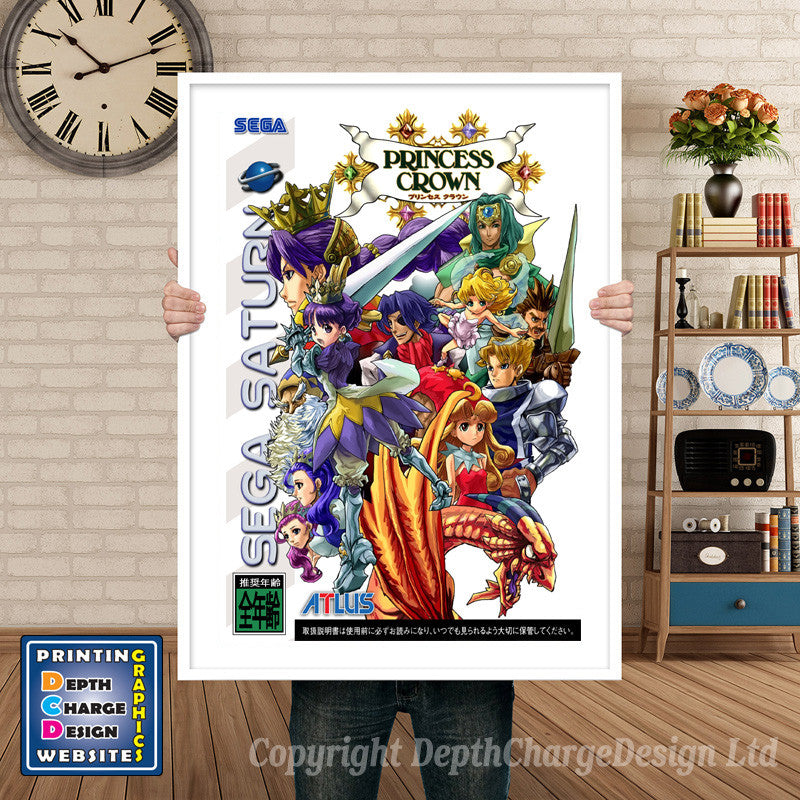 Sega Saturn Princess Crown Jp Game Inspired Retro Poster