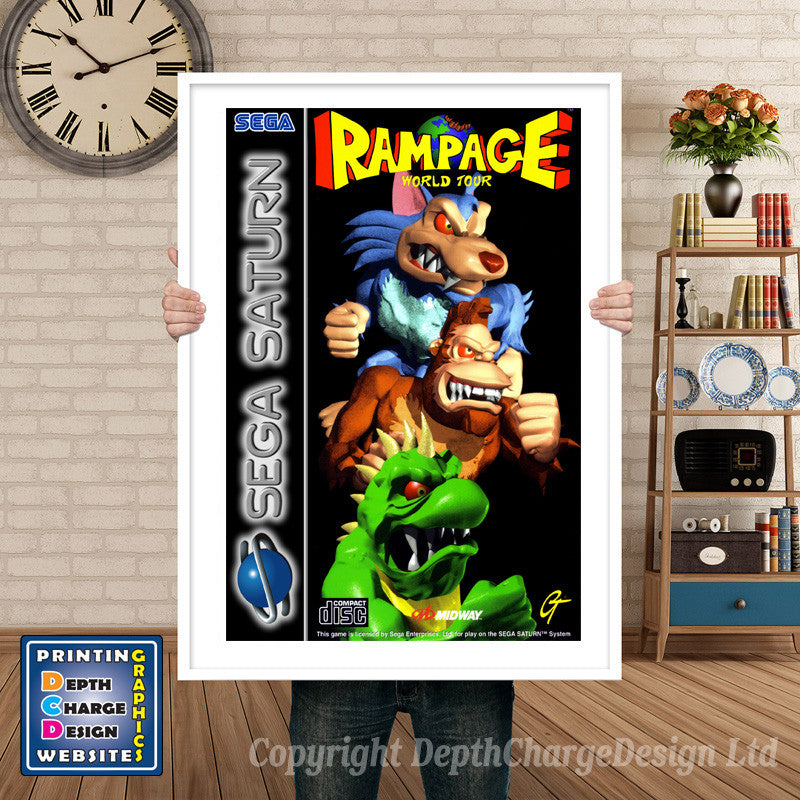 Sega Saturn Rampage World Tour Eu Game Inspired Retro Poster