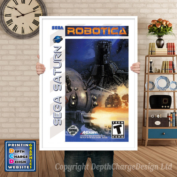 Sega Saturn Robotica Cyber Nation Revolt Game Inspired Retro Poster