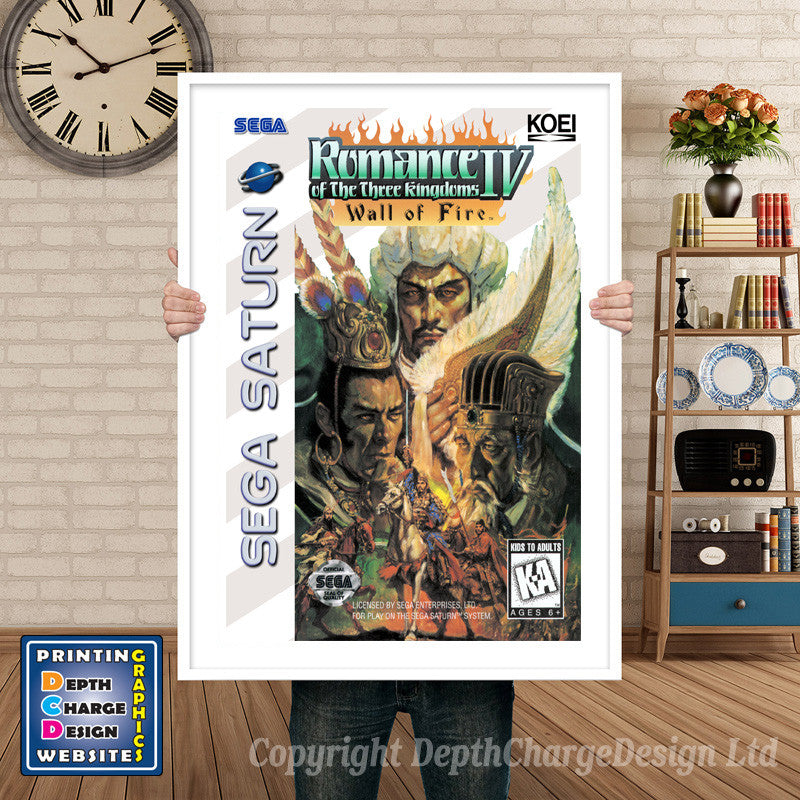 Sega Saturn Romance Of The Three Kingdoms IV Wall Of Fire Game Inspired Retro Poster