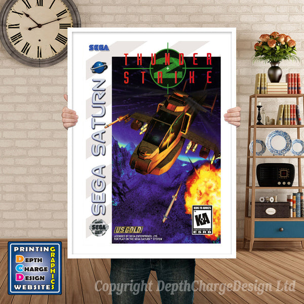 Sega Saturn Thunder Strike2 Game Inspired Retro Poster