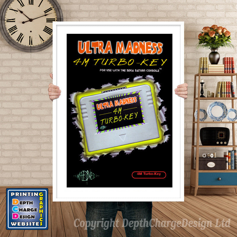 Sega Saturn Ultra Madness 4 M Turbokey Game Inspired Retro Poster