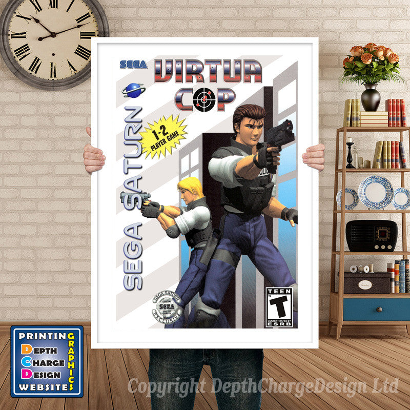 Sega Saturn Virtua Cop Game Inspired Retro Poster