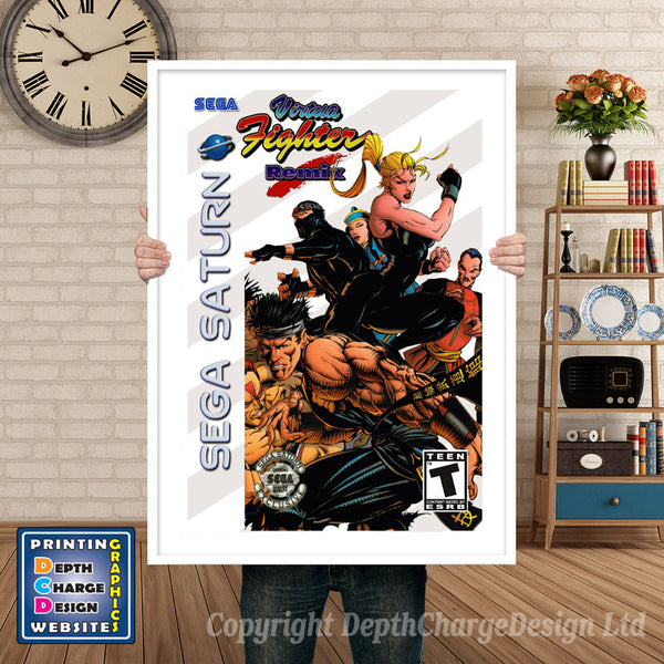 Sega Saturn Virtuafighter Remix Game Inspired Retro Poster