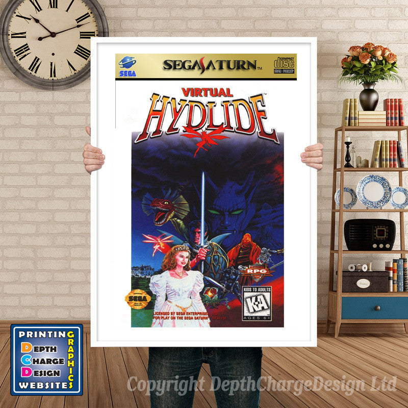 Sega Saturn Virtual Hydlide Game Inspired Retro Poster