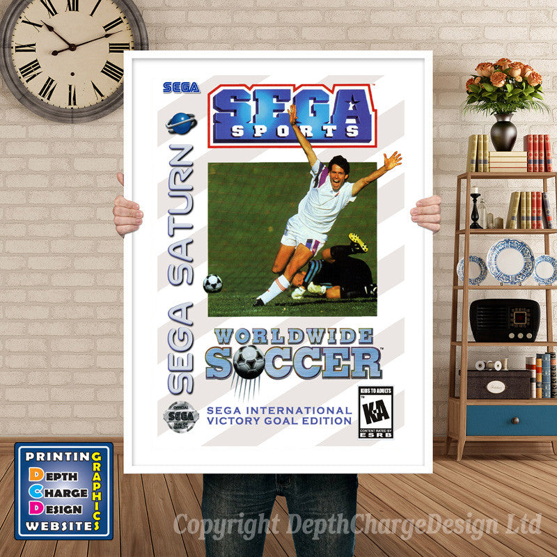 Sega Saturn World Wide Soccer Sega International Victory Goal Edition Game Inspired Retro Poster