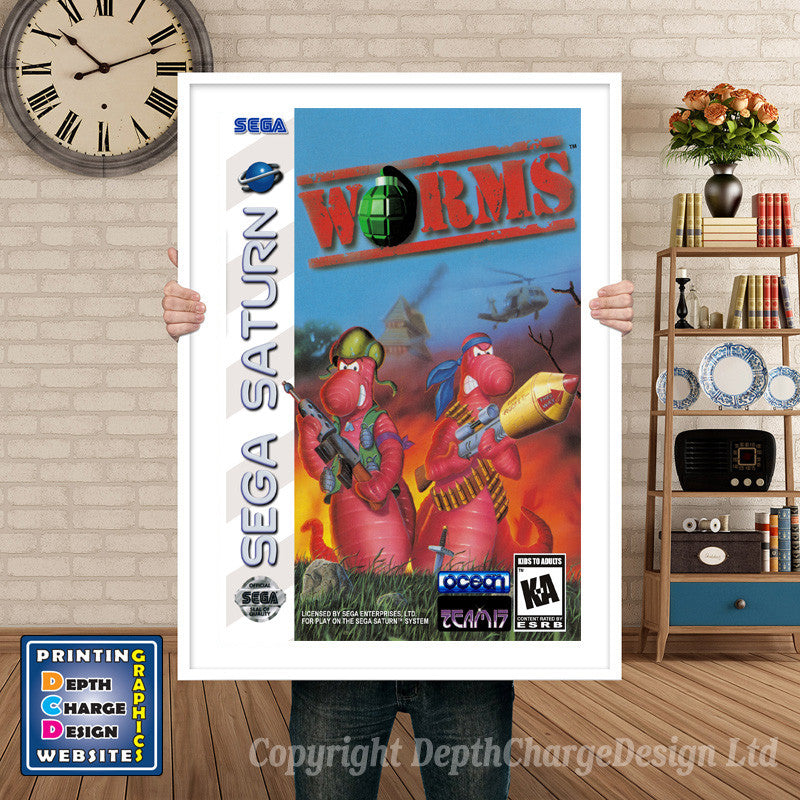 Sega Saturn Worms 2 Game Inspired Retro Poster
