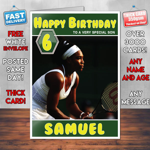 Serena Williams Theme Inspired Kids Inspired Adult Personalised Sports Birthday Card (SA)